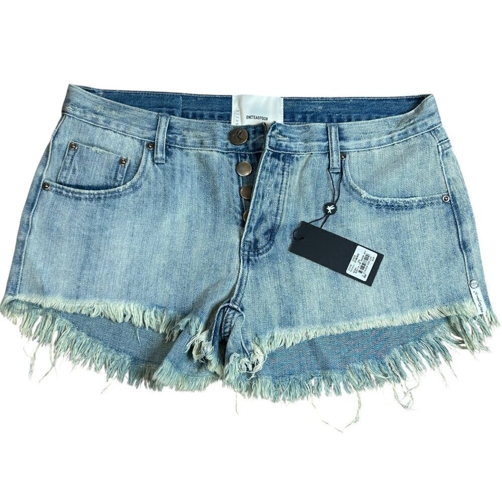 One Teaspoon Diamonde Bonita Distressed Denim Shorts Size 29 NWT $99